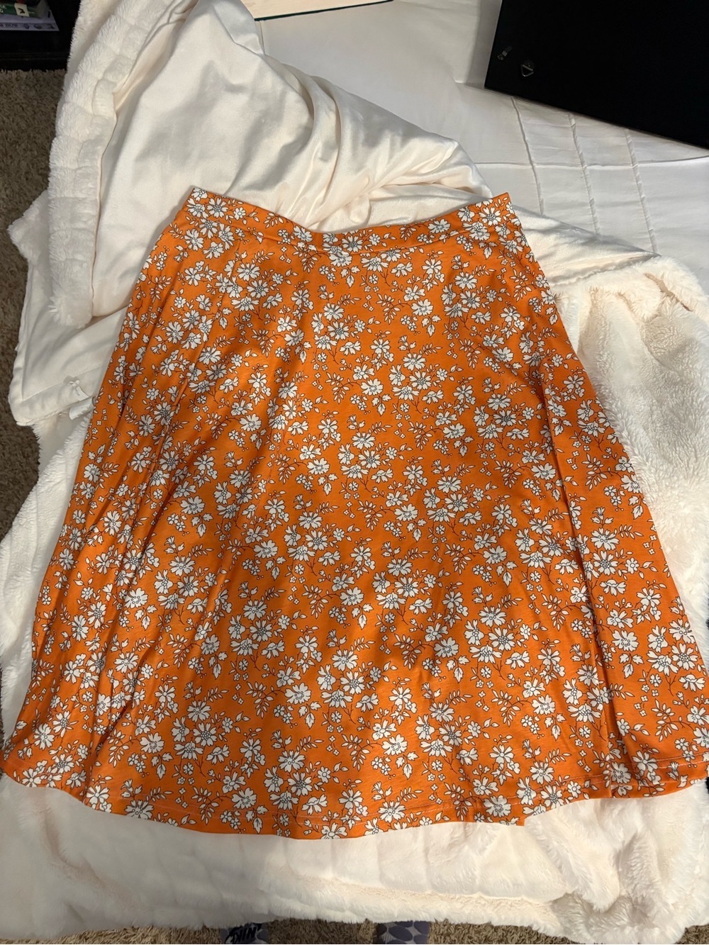 Tickled Teal Orange Floral A-Line Skirt
